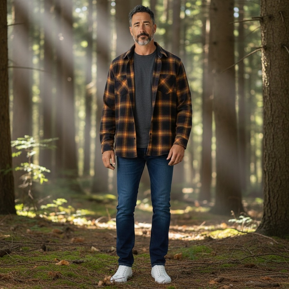 Nomad Flannel Shirt Men M Rust Black Plaid Berna Lined Lumberjack Hike Camp Fish